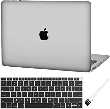 MacBook air 13 Laptop Case for New MacBook Air 13" Retina (2018, Touch ID) w/Keyboard Cover Plastic Hard Shell Sleeve A1932 with Silicon Keyboard Cover and dust Brush (Crystal Clear)