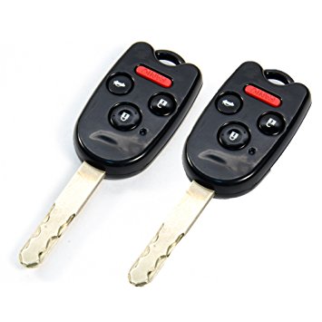 STAUBER Best Honda Key Shell Replacement for Accord, Ridgeline, Civic, and CR-V / NO LOCKSMITH REQUIRED! Save money using your old key and chip! - 2 Pack (Black)