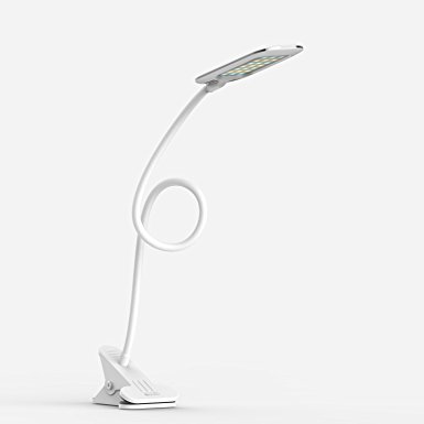 OxyLED OxyRead T34 Dimmable Eye-Care LED Desk Lamp, Clip On Book Light, Flexible Gooseneck Table Light, 2 Brightness Level & 3 Light Color, White