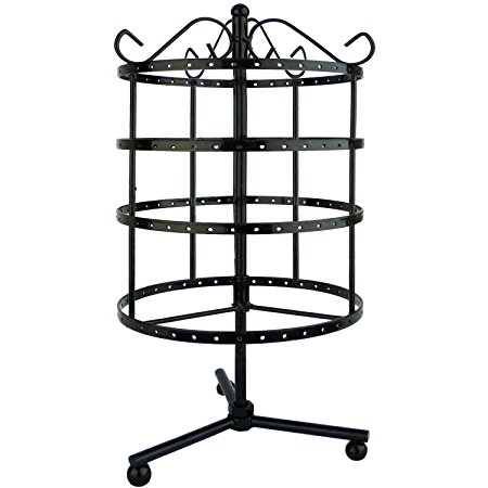 4 Tiers Black Rotating Spin Table Top 92 pairs Earring Holder Organizer Stand / Jewelry Stand Display Rack Towers by LilGift (BLACK)