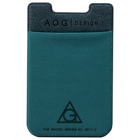 AOG DESIGN Ultra Slim Stick On Adhesive Credit Card Wallet, Card Holder for Smartphones (Sea Green)