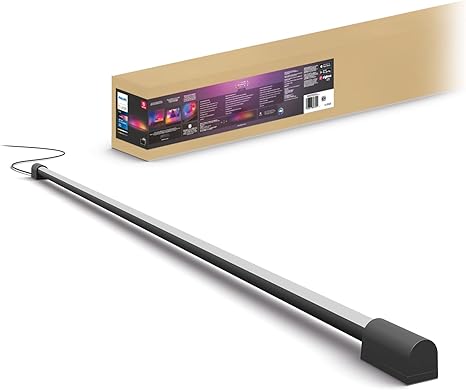 Philips Hue Large Smart Light Tube, Black - White and Color Ambiance LED Color-Changing Light - 1 Pack - Sync with TV, Music, and Gaming - Requires Bridge and Sync Box - Control with App or Voice