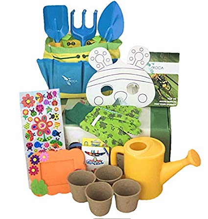 Kids Gardening Tools, Gardening Gloves, Watering Can, Seedling Planters, STEM Learning Guide, Gardening Arts and Crafts by ROCA Toy- Easter Toys