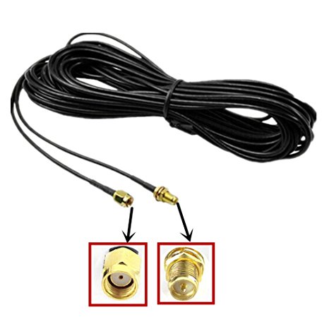 Lsgoodcare 5M Black RP-SMA Male to Female Wifi Antenna Connector Extension Cable