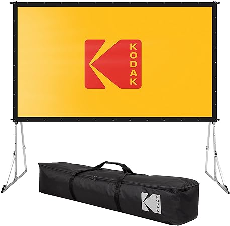 KODAK 120” Projector Screen w/Stand | Fast Fold Front Projection Backdrop for Outdoor & Indoor Movies with Tripod, Outdoor Stability Kit, & Black Storage Carry Case