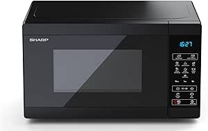 SHARP Microondas YC-MS02E-B (800 W, 20 L, 11 niveles de potencia, función eco, descongelación, seguridad infantil), color negro