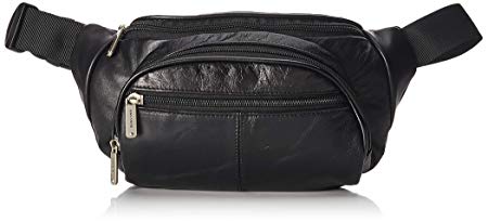 Travelon Leather Waist-Pack with Organizer, Black, One Size