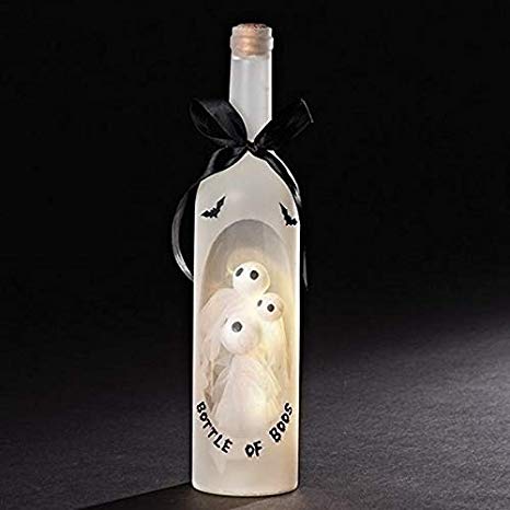 Bottle of Boos Ghosts Light Up LED 13 Inch Wine Bottle Halloween Tabletop Figurine