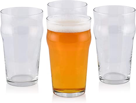 Pint Glasses,20 OZ British Beer Glass,Classics Craft Beer Glasses,Prime Beer Drinking Glasses Tumbler Set of 4, Pub Beer Glasses,Unique Design Beer Drinking Glassware