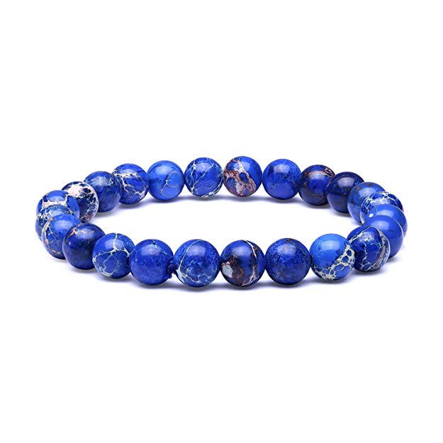 Candyfancy 8mm Natural Stone Healing Elastic Beaded Bracelets Women Men DIY Spiritual Bracelet