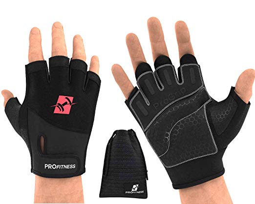 ProFitness Weight Lifting Workout Gloves - W/Non-Slip Silicone Grip Padding to Avoid Calluses - for Cross Training, WODs, Weightlifting, Gym Work Out Training - with Wrist Wrap Support for Men & Women