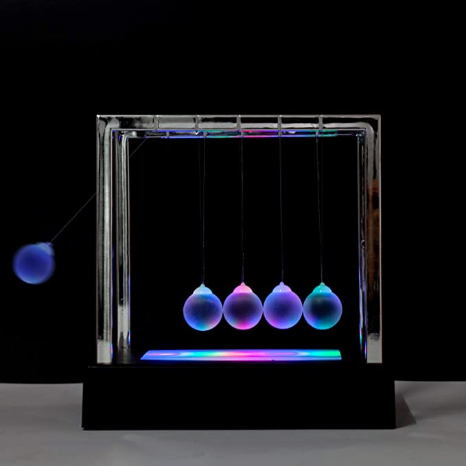 Newtons Cradle Balance Balls LED Light Up Pendulum Balls for Home Office Desk Science Education Decor Toys