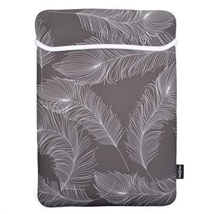 Case Star ® Feather Series Soft Neoprene Laptop Notebook Ultrabook 15 Inch Sleeve Carrying Case Bag for Macbook Pro / 15.6 Inch Dell Inspiron Acer (Gray Color with White Feather)