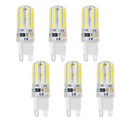 Rayhoo 6pcs Set G9 64-LED White Light Crystal Bulb Lamps 3 Watt AC 110V Non-dimmable Equivalent to 20W T3 Halogen Track Bulb Replacement LED Bulbs Ceramic Lamps