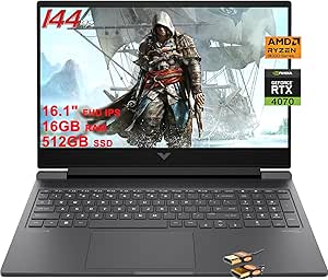 HP Victus 16 Gaming Laptop 16.1" FHD IPS 144Hz AMD 8-Core Zen 4 Ryzen 7 8845HS (Beats i7-12700H) 16GB RAM 512GB SSD GeForce RTX 4070 Graphic Backlit USB-C FHD Privacy Camera Win11 Black   HDMI Cable