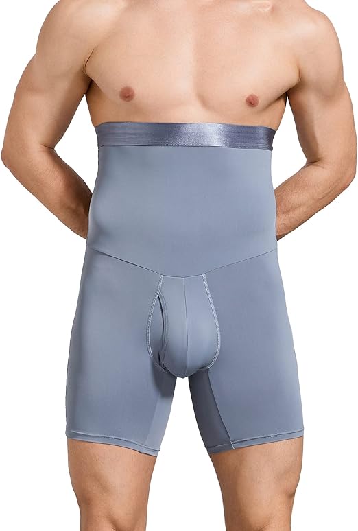Ouruikia Men's Tummy Control Shapewear High Waist Body Shaper Slimming Underwear Shorts Belly Girdle Boxer Briefs with Fly