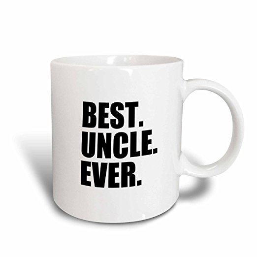 3dRose mug_151546_1 Best Uncle Ever-Family Gifts for Relatives and Honorary Uncles and Great Uncles-Black Text Ceramic Mug, 11-Ounce