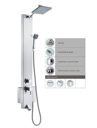 Blue Ocean 48" Stainless Steel SP822322 Shower Panel Tower with Rainfall Shower Head and Spout