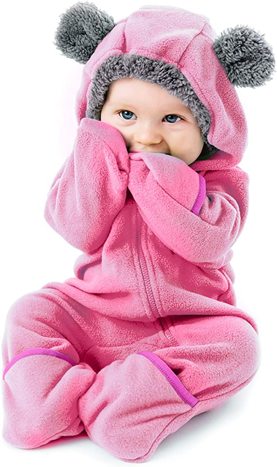 Fleece Baby Bunting Bodysuit – Infant Pajamas Kids Hooded Romper Outerwear Toddler Jacket