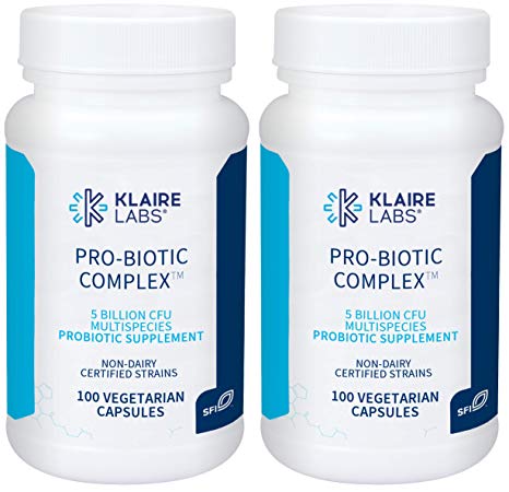 Klaire Labs Pro-Biotic Complex - 5 Billion CFU Lactobacillus acidophilus/Bifidobacterium bifidum Probiotic, 100 Capsules (2 Pack)