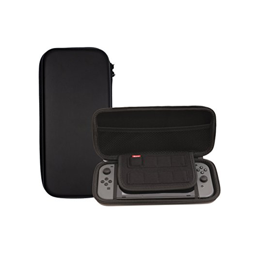 Nintendo Switch Travel Carrying Case by HAO HONG| Holds 8 Video Game Cards, 2 Joy-Con Controllers | Water, Scratch, Dust and Shock Proof Protective Storage(Black)