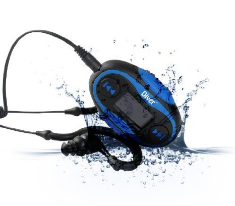 Diver 4GB Waterproof MP3 Player with LCD Display and Earphones Blue