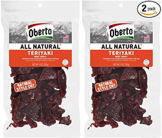 Oberto All-Natural Teriyaki Beef Jerky, 9 Ounce (Pack of 2)