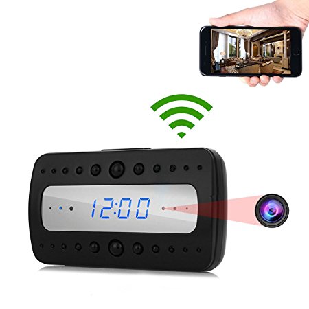 PANNOVO WIFI Camera Alarm Clock HD 1080P Wireless Security Camera with Night Vision