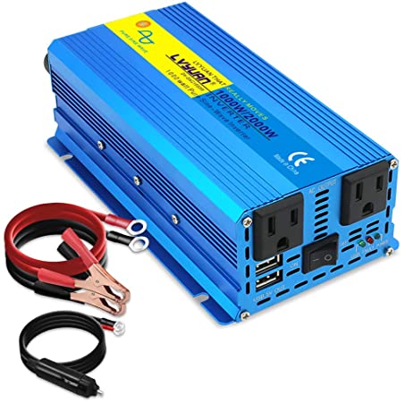 LVYUAN 1000W Pure Sine Wave Power Inverter 12V to 110V 120V DC to AC 60HZ with Dual USB Ports and Dual AC Outlets for Car/RV Home Solar System