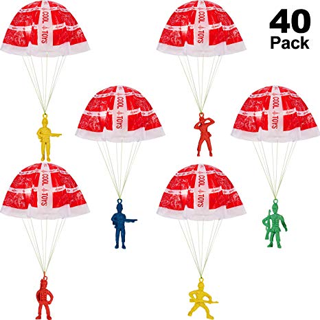 40 Pieces Mini Parachute Men Army Soldiers Plastic Warrior Figures Cool Parachute Toy Set for Christmas New Year Gifts Out Door Toys