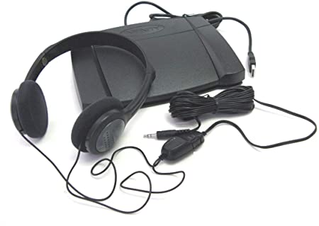 Computer Transcription Foot Pedal USB & Stereo Headset Combo Package with Volume Control