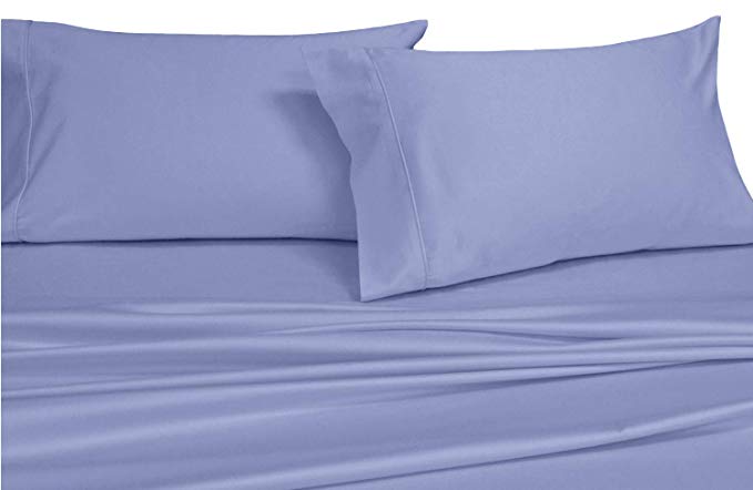 Royal's Solid Periwinke 550 Thread Count 4pc Queen WATERBED Sheets, 100% Combed Cotton, Sateen Solid, Deep Pocket