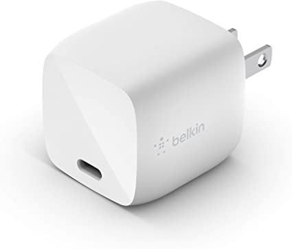 Belkin USB-PD GaN Charger 30W (USB-C Fast Charger Designed for iPhone, MacBook Air, iPad Pro, Pixel, Galaxy, More) iPhone Fast Charger, USB-C Power Delivery (WCH001dqWH)