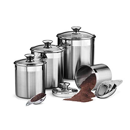 Tramontina 80204/527DS 8 Piece Canister and Scoops Set, Stainless Steel