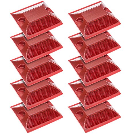 (10 Pack) Commercial Reflective Road Pavement Marker (Red)