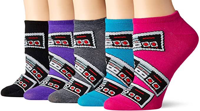 Nintendo womens Nintendo 5 Pack No Show Casual Sock, Assorted Multi, Shoe Size 4-9 US