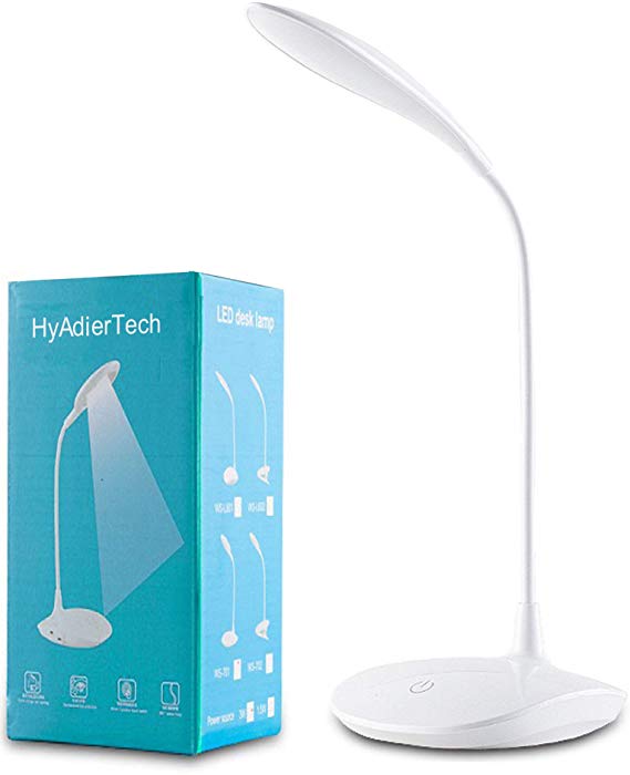 HyAiderTech Desk Lamp, Eye-Care LED Desk lamp USB Portable, 3 Level Dimmer Suitable for Reading/Relaxation/Bedtime,Night Light, Touch-Sensitive Control Panel, Flexible Bedside Table Desk