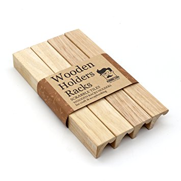 Wooden Rack Holder Scrabble Tiles / Mah Jong Set of 4