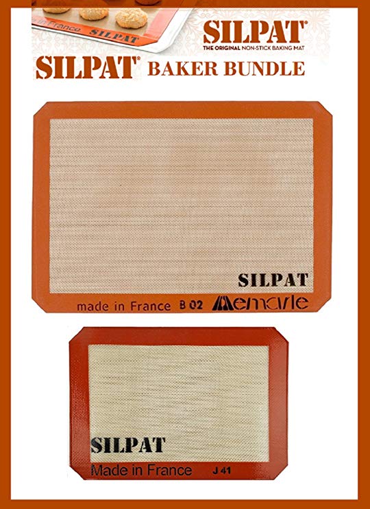 Silpat Bakers Bundle (US Half Size 11-5/8" x 16-1/2" Silicone Baking Mat & 8-1/4" x 11-3/4" Jelly Roll)