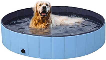 Yaheetech Extra Large Foldable Pet Dog Pool Puppy Swimming Bath Tub Kids Shower Blue Dia 140cm