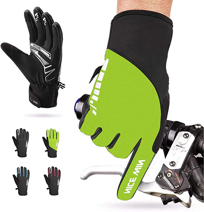 NICEWIN Winter Cycling Gloves Motorcycle Bike - Windproof Waterproof Mountain Road Bicycle Glove Men Women Padded Antiskid Touch Screen Design