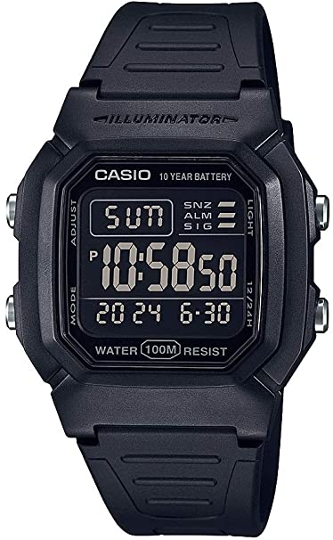 Casio Men's Quartz Watch with Resin Strap, Black, 17 (Model: W-800H-1BVCF)