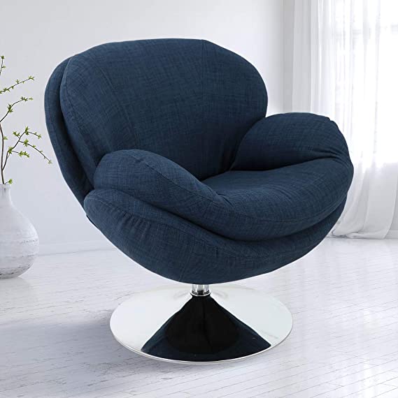 Comfort Chair Company Comfort Mac Motion Scoop Leisure Accent Chair in Denim Fabric, Blue