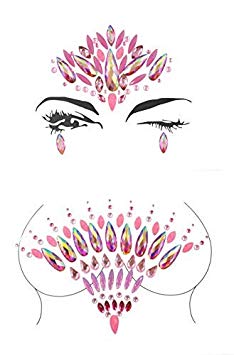 face Crystals Body and Eye Rhinestone Jewel Sticker gems(Pink set/SV18)