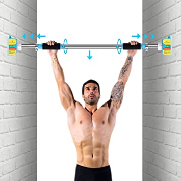 Pull Up Bars for Doorway No Screws Chin Up Bar with Locking Mechanism, Adjustable Width Exercise Bar Heavy Duty Upper Body Workout Bar for Home Gym Exercise Fitness