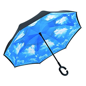 Amagoing Car Inverted Umbrella Double Layer Windproof Reverse Umbrella for Rain Sun