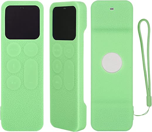 Protective Silicone Remote Case for Apple TV 4K / 4th Gen Remote Control, Shockproof, Washable and Skin-Friendly, wtih Lanyard, Protective Remote Cover for All Remote Buttons (Glow in Dark Green)