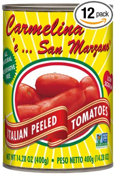 Carmelina San Marzano Italian Whole Peeled Tomatoes in Puree, 14.28 ounce (Pack of 12)