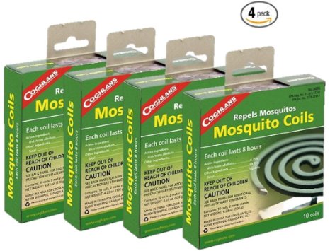 Coghlan's Mosquito Coils, 4-packs w/10 coils per pk - for Camping, Picnics, BBQ, Deck, etc - #8688