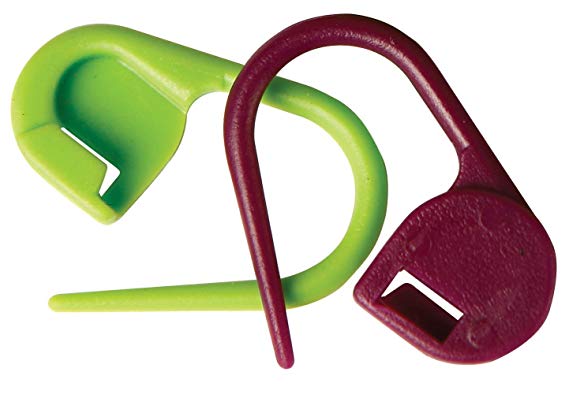 KNITPRO Plastic Locking Stitch Markers, Pack of 30, Purple and Green